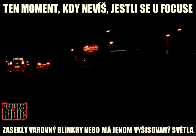 a picture of a car in the dark with a caption that says ten moment