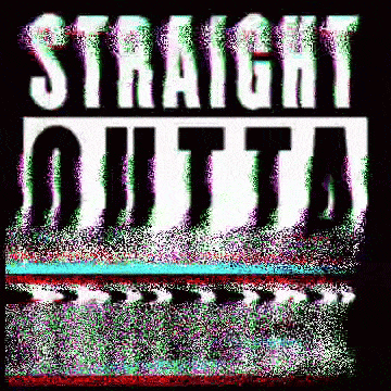 the word straight outta is written in white on a black background