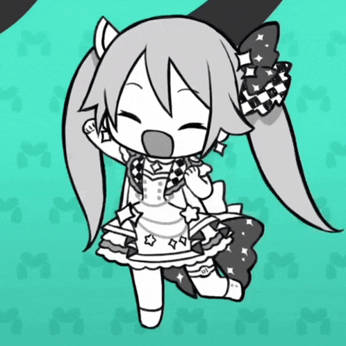 a black and white drawing of a girl with a bow on her head