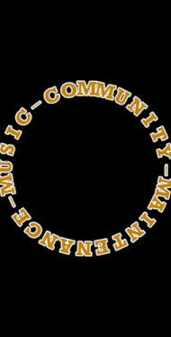 a gold and black logo that says community - influence music