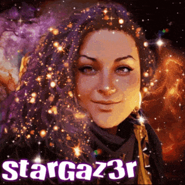 a portrait of a woman with the name stargaz3r on it