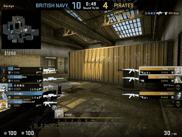 a computer screen shows a game between british navy and pirates with a score of 10 to 4
