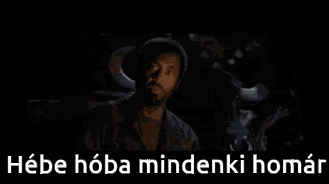 a man with horns and the words hebe hoba mindenki homar