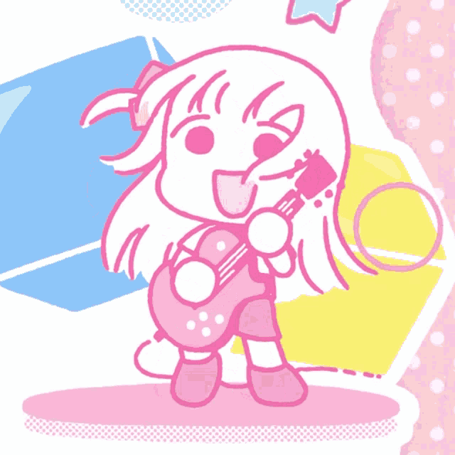 a drawing of a girl holding a guitar