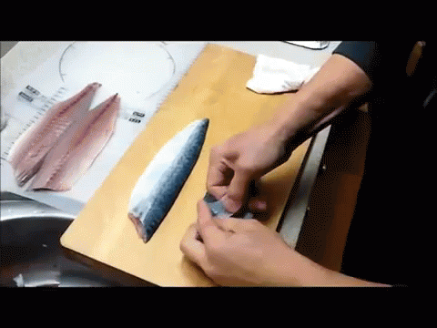 고등어 GIF - Mackerel Removing S Kin Fish GIFs