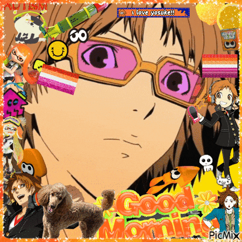 a collage of anime characters with the words good morning