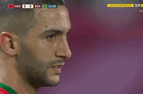 a close up of a man 's face during a soccer game