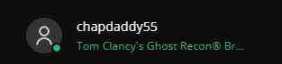 a screenshot of a chat with chapdaddy55 and tom clancy 's ghost recon br