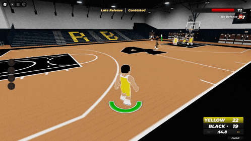 a basketball game is being played in a stadium with the letters rb on the bleachers