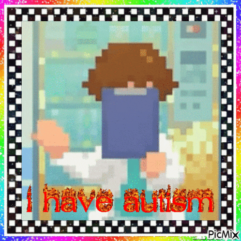 a pixel art of a man with the words i have autism