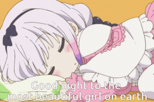 a cartoon of a girl sleeping with the words good night to the most beautiful girl on earth below her