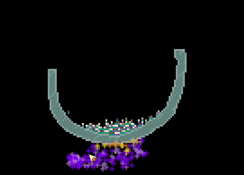a pixel art of a sword being thrown in a fire