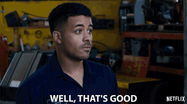 a man says well that 's good in front of a netflix logo