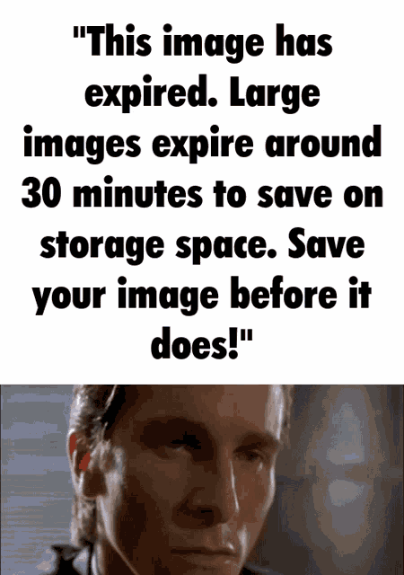 a picture of a man next to text that says " this image has expired large images expire around 30 minutes to save on storage space