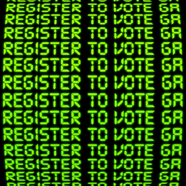 a black background with green numbers that say register to vote
