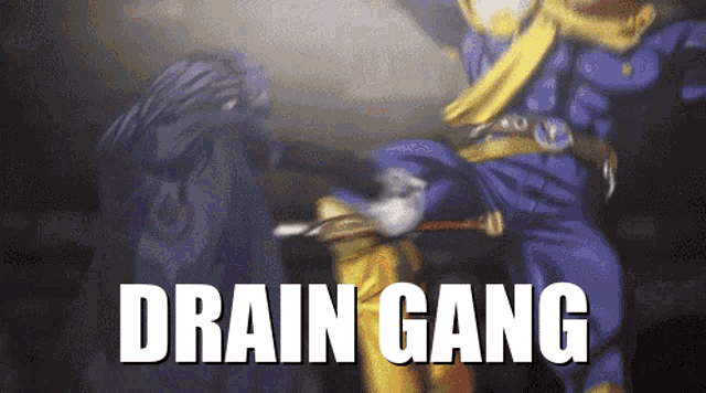 a drain gang poster with a cartoon character