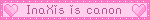 a pink banner with the words inaxis is canon on it