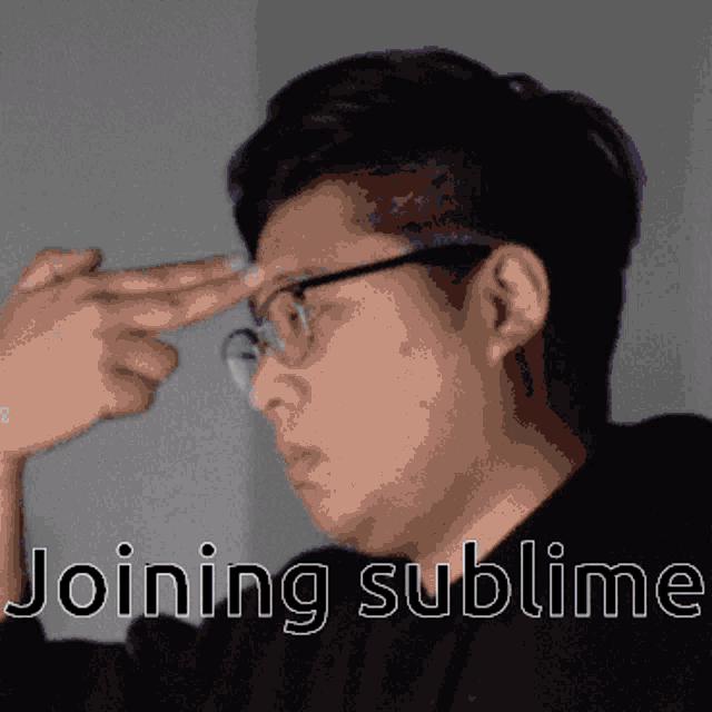 a pixelated image of a man with glasses and the words joining sublime above him