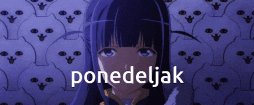 a purple background with a girl and the word ponedeljak on it