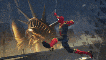 a statue of liberty is in the background of a video game
