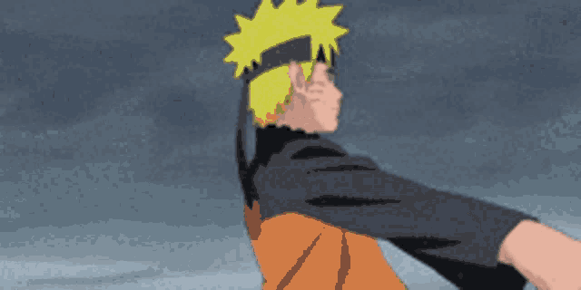 a cartoon of a man with yellow hair and a headband