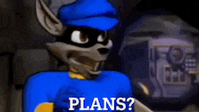 a cartoon character is holding a piece of paper and says plans ?