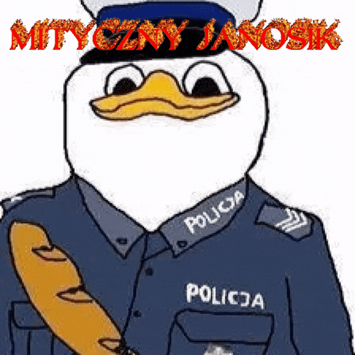 a cartoon of a duck in a police uniform