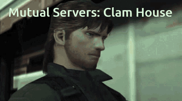 a picture of a man with the words mutual servers clam house on the bottom