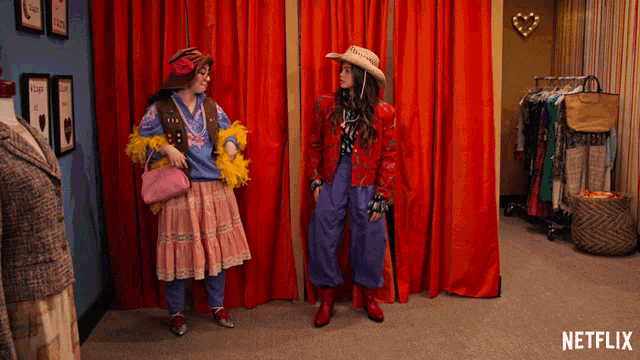 two women in a dressing room with a netflix logo on the bottom right