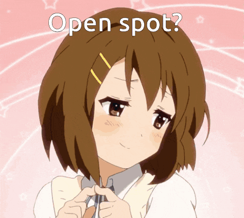 a picture of a girl with the words open spot written above her