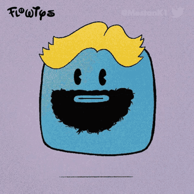 a cartoon drawing of a man with a beard and flowtps on the bottom