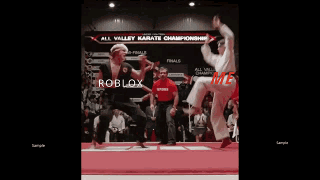 a video of a karate match with the word roblox on the bottom right