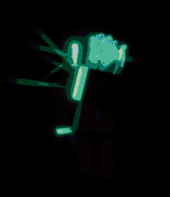 a glowing pink object in the dark with a purple background
