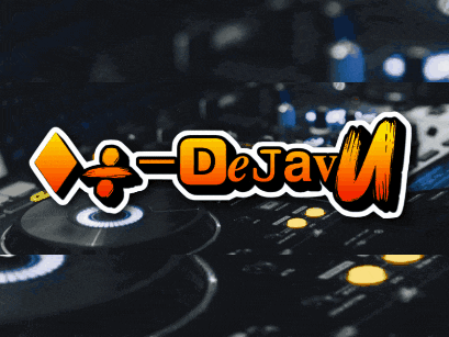 a deejay u logo is displayed in front of a dark background