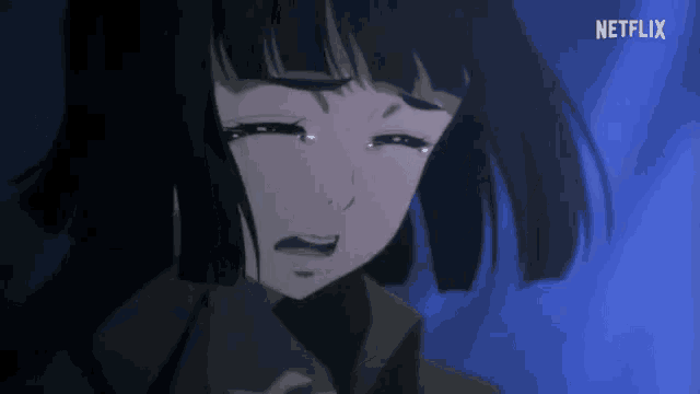 a girl is crying in a netflix advertisement