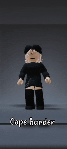 a cartoon character with the word cope harder on the bottom right