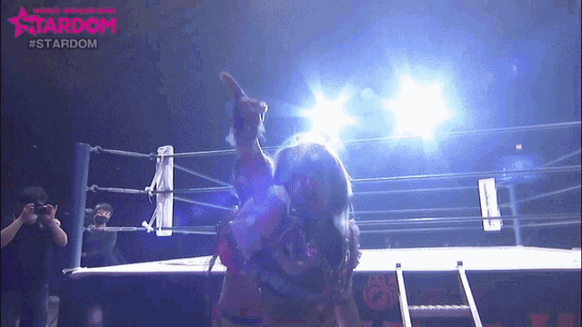 a wrestling ring with a stardom logo on the top