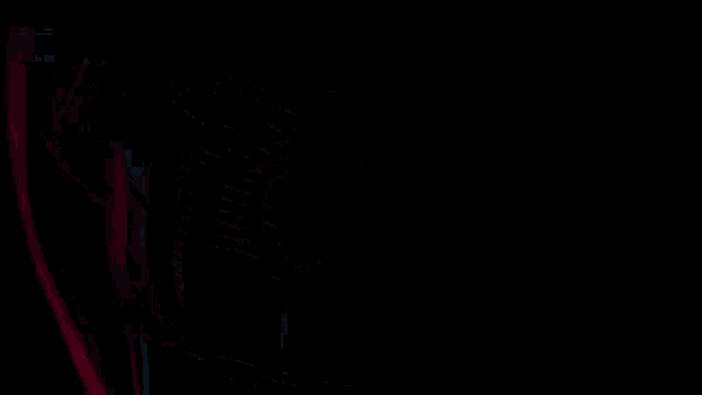 a red spider on a black background with a web