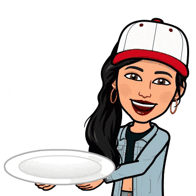 a cartoon of a woman holding a plate with a slice of cheese coming out of it