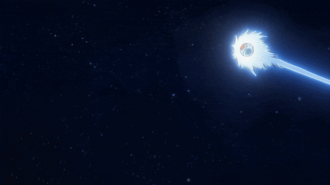 a cartoon drawing of a space ship flying through the stars