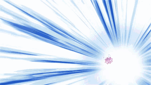 a cartoon character is flying through the air with blue and white lines