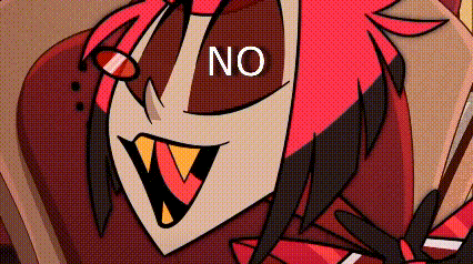 a close up of a cartoon character 's face with the word no written on it .