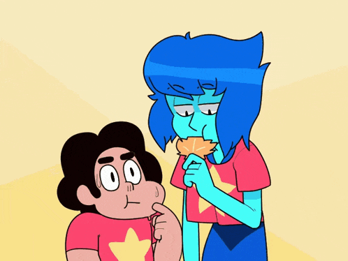 a couple of cartoon characters standing next to each other one of whom is wearing a red shirt with a star on it