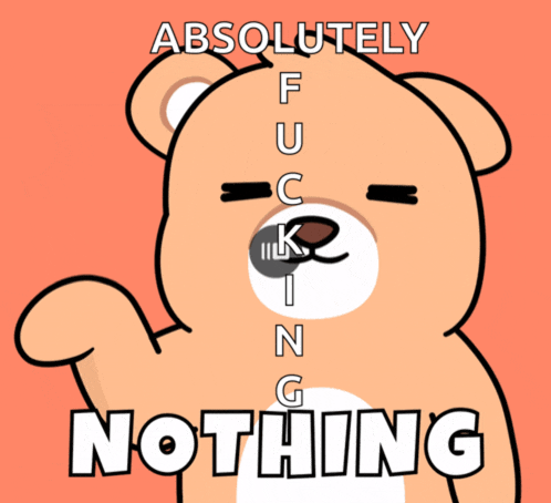 a teddy bear with the words absolutely fucking nothing on its face