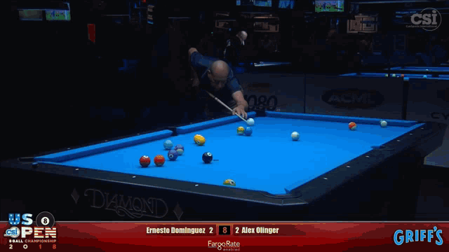 a pool table with griff 's on the bottom
