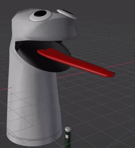 a 3d model of a cartoon character with a long red tongue sticking out