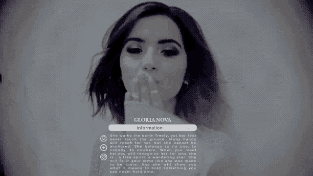 a picture of a woman with the name gloria nova on the top
