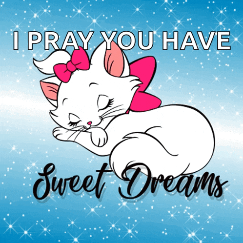 a picture of a sleeping cat with the words " i pray you have sweet dreams " below it