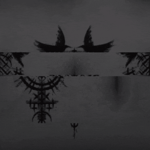 a black and white drawing of a circle with a triangle in the center