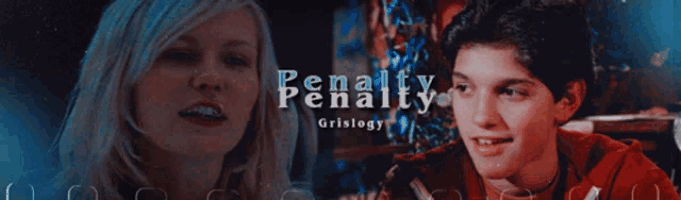 a boy and a girl are sitting next to each other with the words penalty grislogy written on the bottom